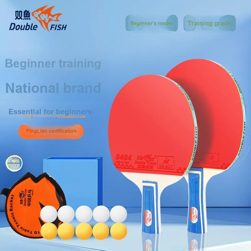 DOUBLEFISH Ping Pong Paddles Unisex All Wood Red Single Auction Set-7