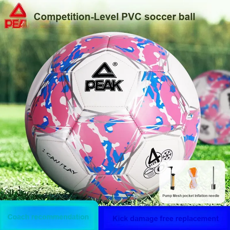 PEAK Size 4 Soccer PVC Machine Stitched Soccer Ball Unisex White Pink Blue-3