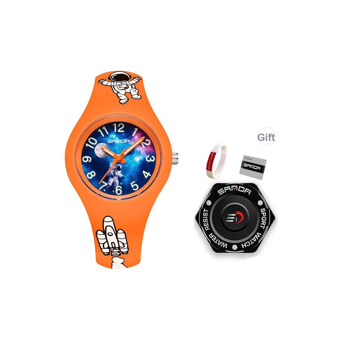 Sanda Space Man Collection Кварцевый механизм Силиконовый ремешок Часы Детские Синий циферблат