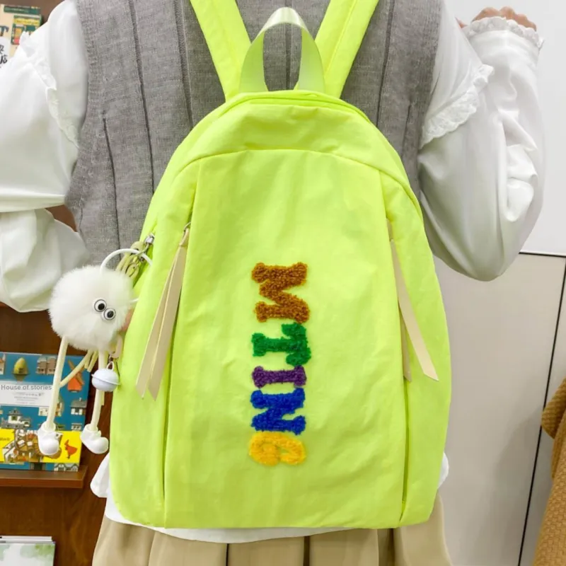 MOK Nylon Backpack Unisex Ecru/Black/Yellow/Khaki/Neon Green-17