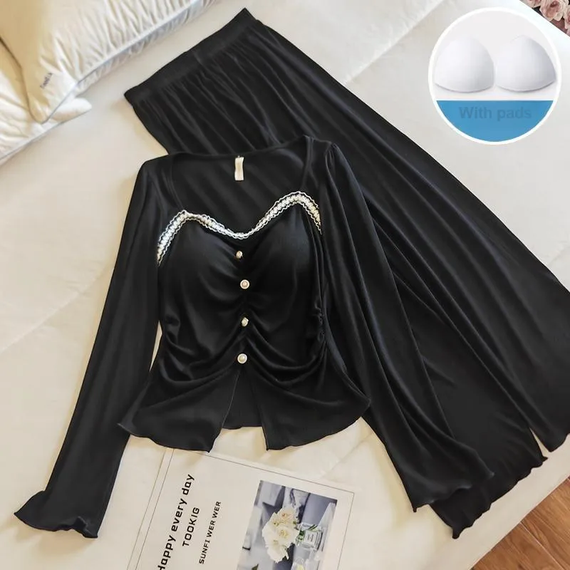 Sleeping Beauty Pajama Set Women's Black-2