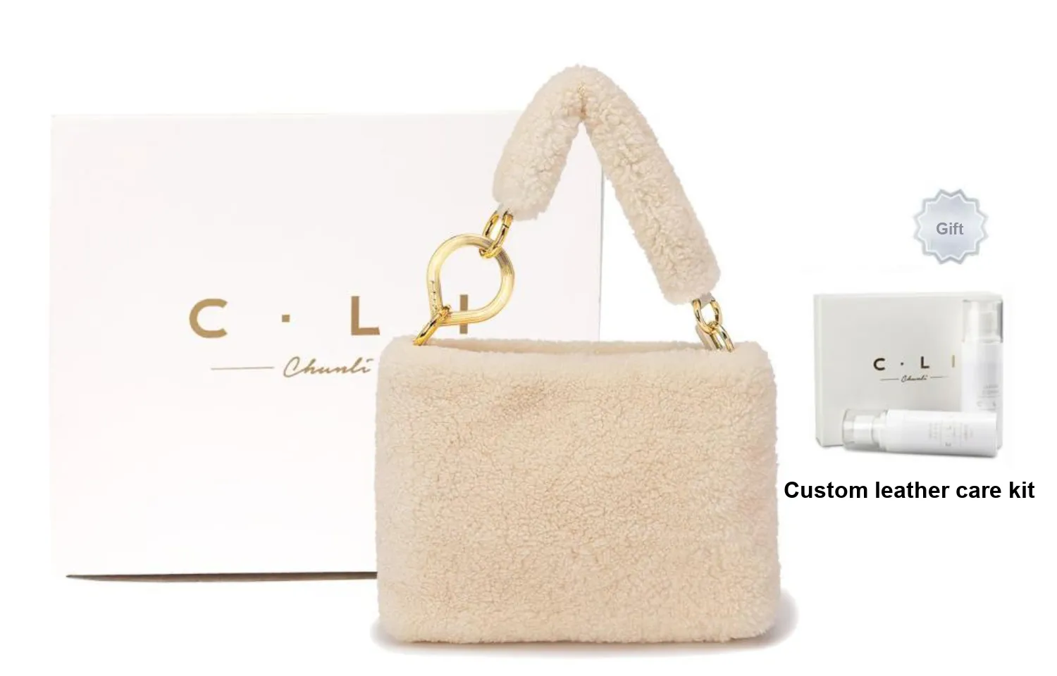 C.LI Wool Handbag, Crossbody Bag, Shoulder Bag For Women's Regular Women's Gingerbread Brown/Tranquil White