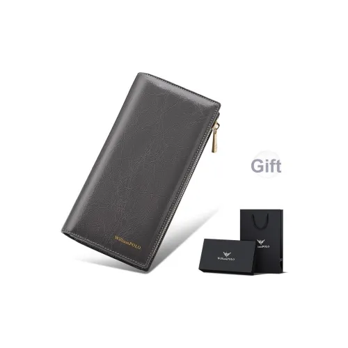 WilliamPOLO Коровья кожа Длинный кошелек Кошелек на молнии Подходит для мобильного телефона и Маленький клатч Обычный Унисекс Многоцветный