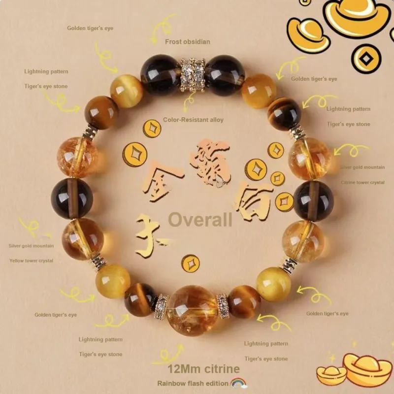 CORJIONY Tiger's Eye Stone Bracelets Unisex-1