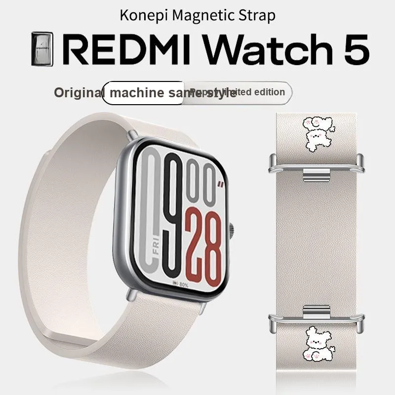 Fly Xiaomi Red Beige Compatibility Watch Band Genuine Leather Material-5