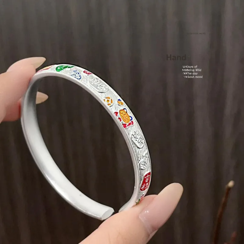 HAOYINFANG 999 Fine Silver Sterling Silver Bracelets Unisex-2