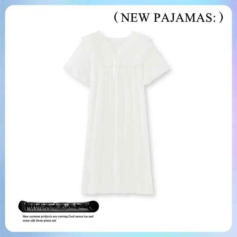 CAIHENGTONG Nightgown Women's White-2