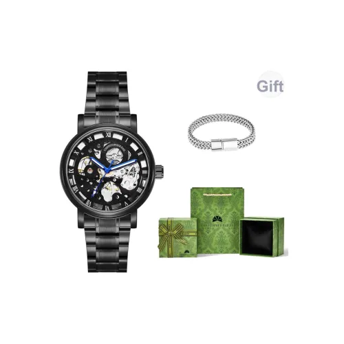 Corriberty Механический механизм Сплав Ремешок Часы Мужские Черный циферблат