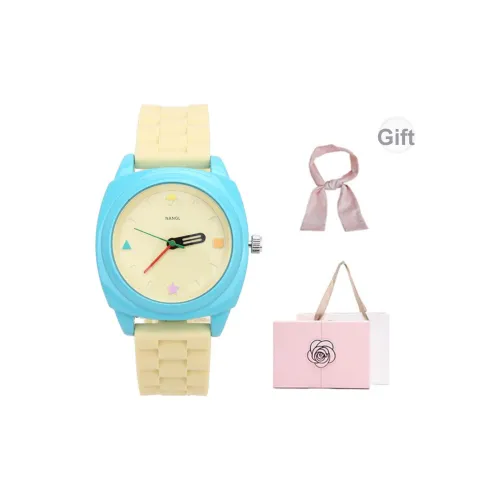 NANGL Кварцевый механизм силиконовый ремешок женские часы желтый циферблат