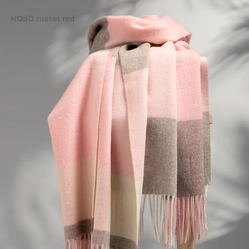 Red Bean 30% Cashmere 70% Wool Knit Scarves Women's-1