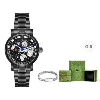 Corriberty Mechanical Movement Alloy Strap Watch Men's Watches Black Dial