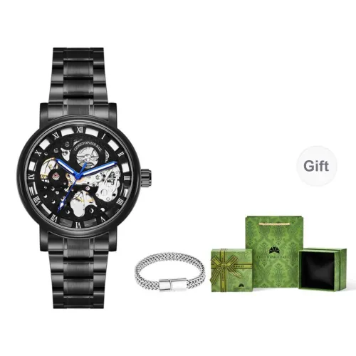 Corriberty Mechanical Movement Alloy Strap Watch Men's Watches Black Dial
