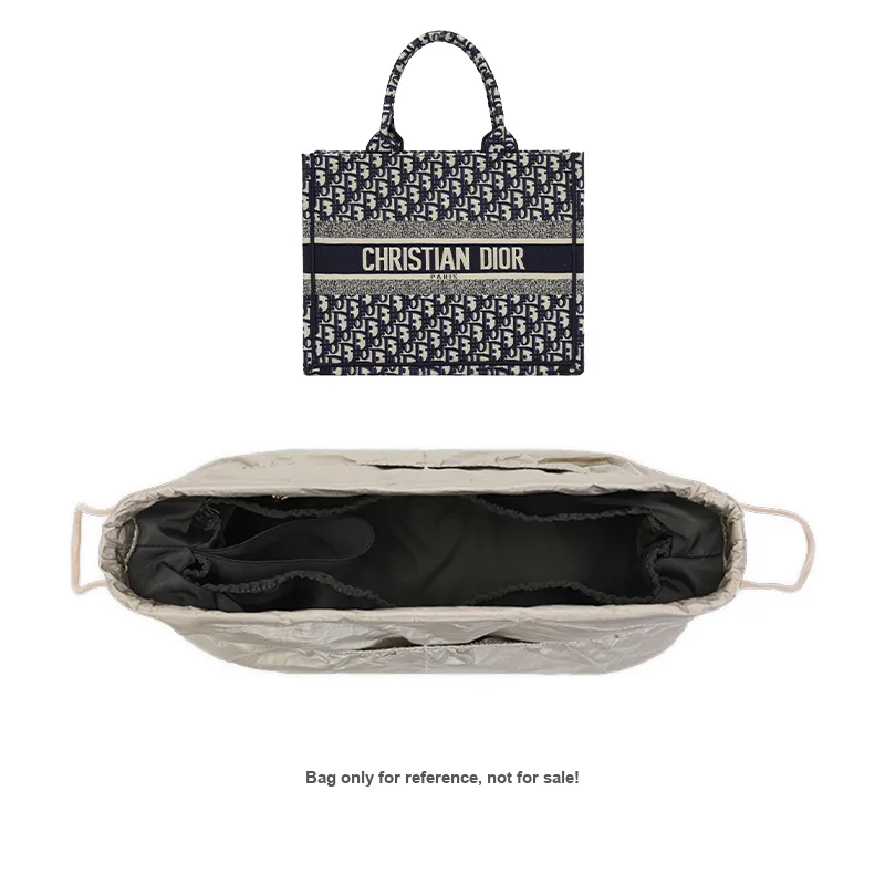 Tide DuPont Paper Storage Ultra Light Book Tote Medium Size With Inner Pouch Women's Beige/Coffee/Gray-6