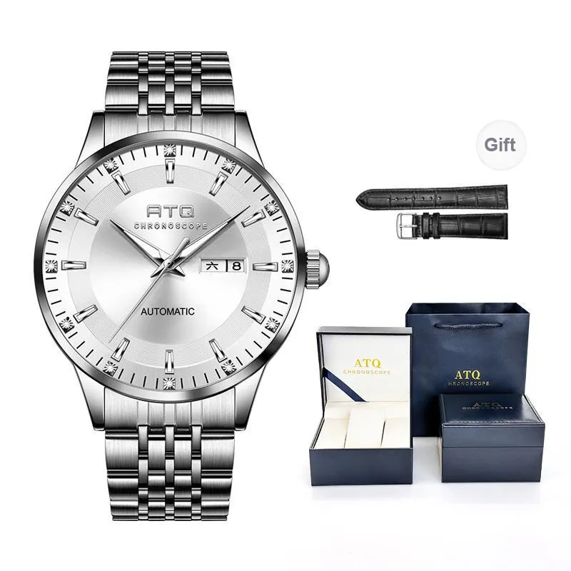 ATQ Automatic Mechanical Movement Stainless Steel Watchband Watch Men's Watches Gray Dial-13