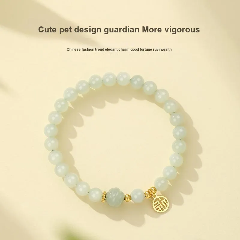 Olampe Hetian Jade Bracelets Pale Greenish White Jade Women's-3