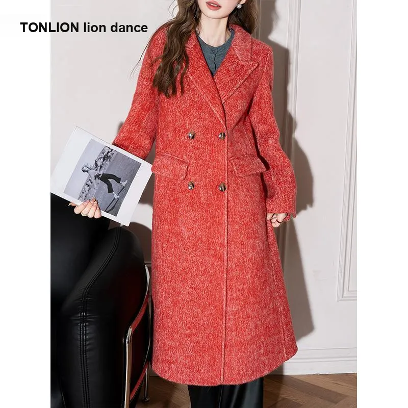 Tonlion Коричневый кофейный красный женский пальто