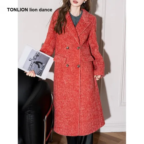 Tonlion Коричневый кофейный красный женский пальто