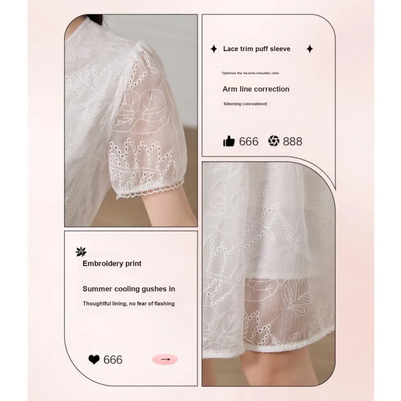 Like The Age Of Water Short Sleeved Dress Women's White-4