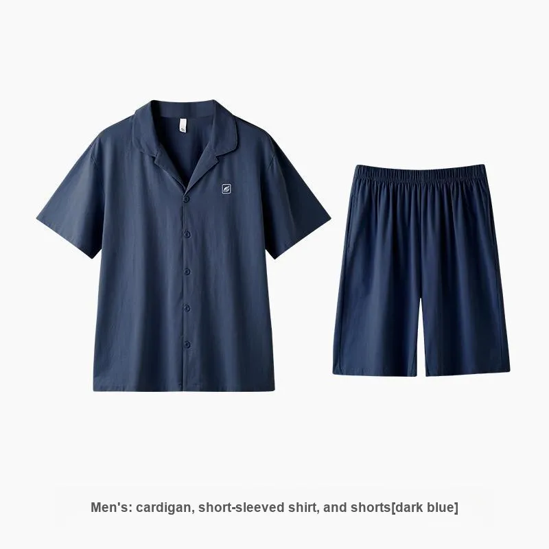 ZAO FU NIAO Pajama Set Men's Dark Blue-1