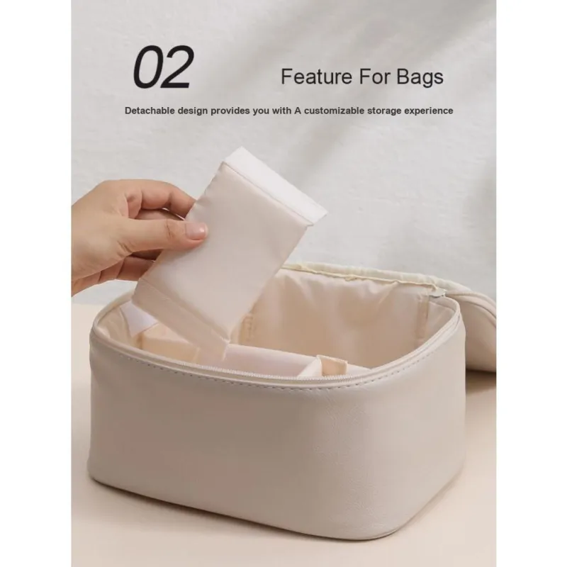 Gentle Welcome Skin Feel PU Leather Portable Storage Large Capacity Makeup Bags-13