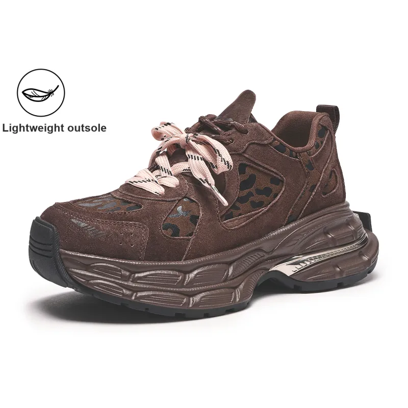 Hotwind Vintage Leopard Series Abrasion-Resistant Slip-Resistant Chunky Sneakers Women's-9