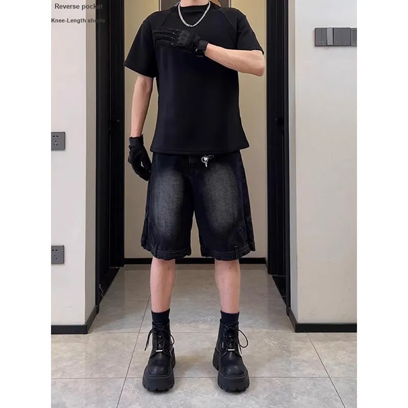 DARK HORSE Denim Shorts Unisex Ink Black-2