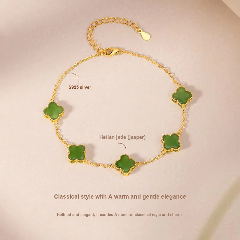 JINLIUFUJIXIANG Bracelets Pale Greenish White Jade Women's-10