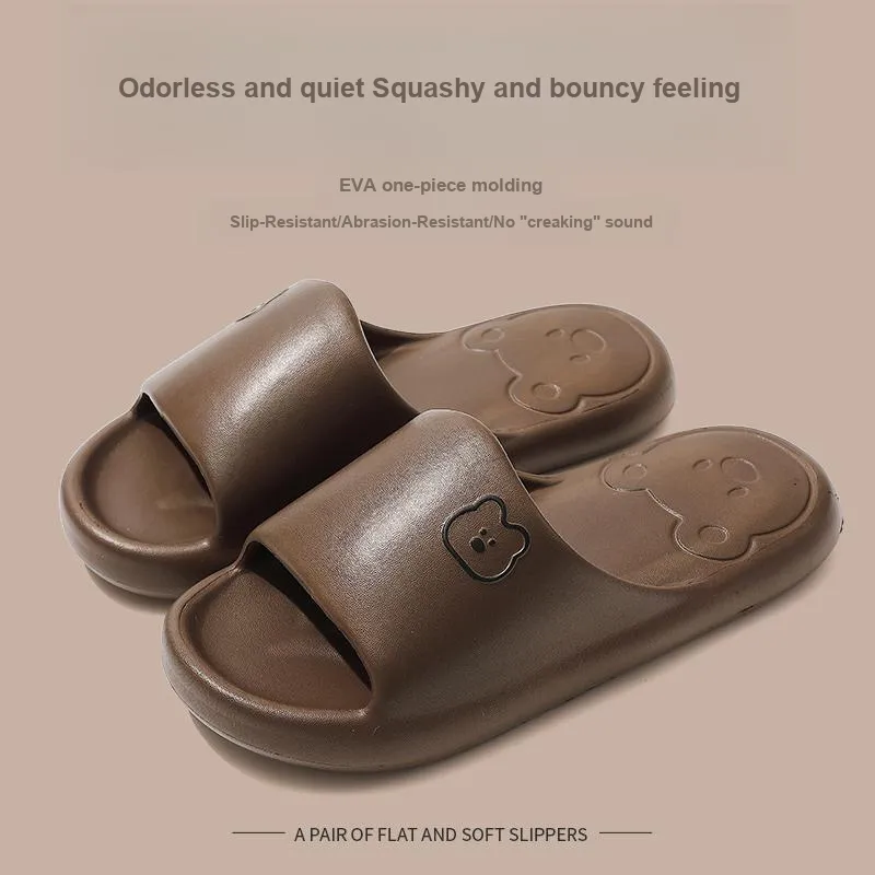 Foot Recreation Summer Bear Home Indoor Bathing Slip Resistant Couple Squashy And Bouncy Feeling Slippers, Unisex-31