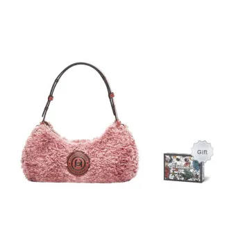 Laurence & Chico Plush Beanbag Shoulder Bag Furry Crossbody Bag Regular Women's Dusty Blue/Light Beige/White Brown