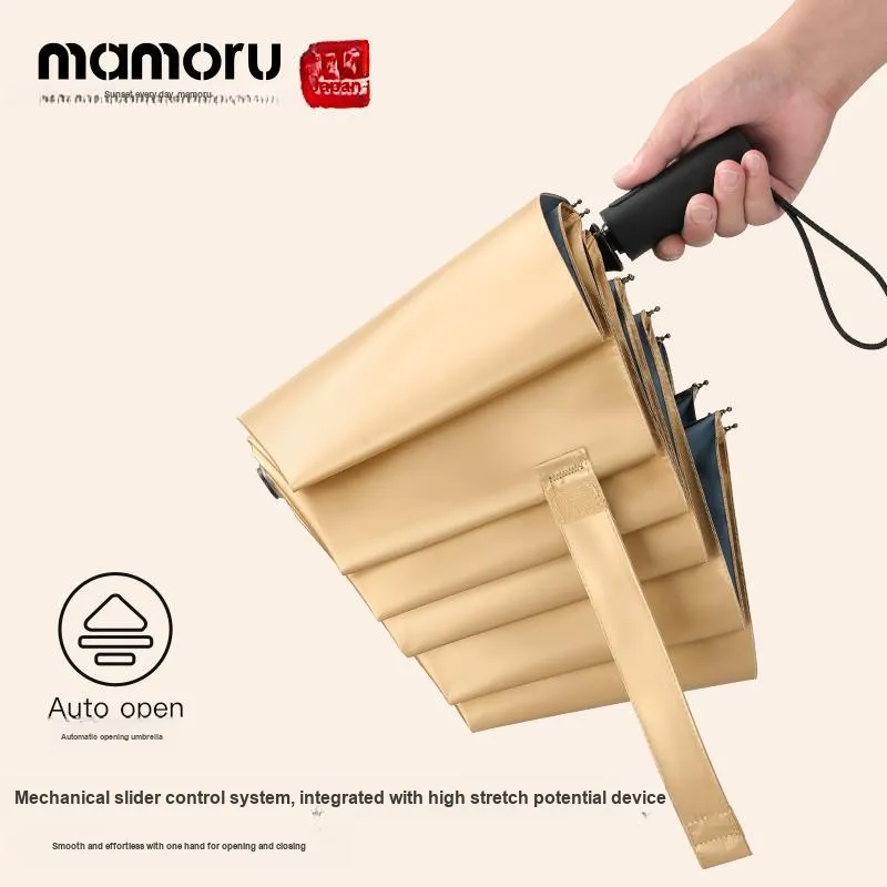 Mamoru Three Fold Automatic Umbrella Windproof Sun Umbrella Plus Size Foldable Dual Use For Sunny And Rainy Days-2