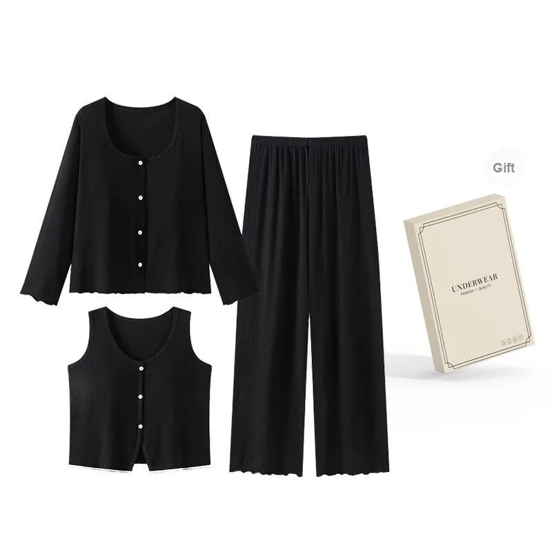 O'MESIK Pajama Set Women's Gift Box Set Black-0