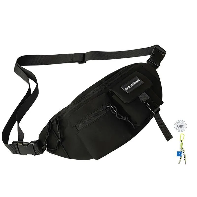 Warrior Nylon Sling Bag Crossbody Bag Fanny Pack Large Size Unisex Black/White/Blue-13