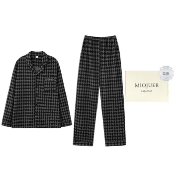 MIOJUER Pajama Set Men's Black Gray Color