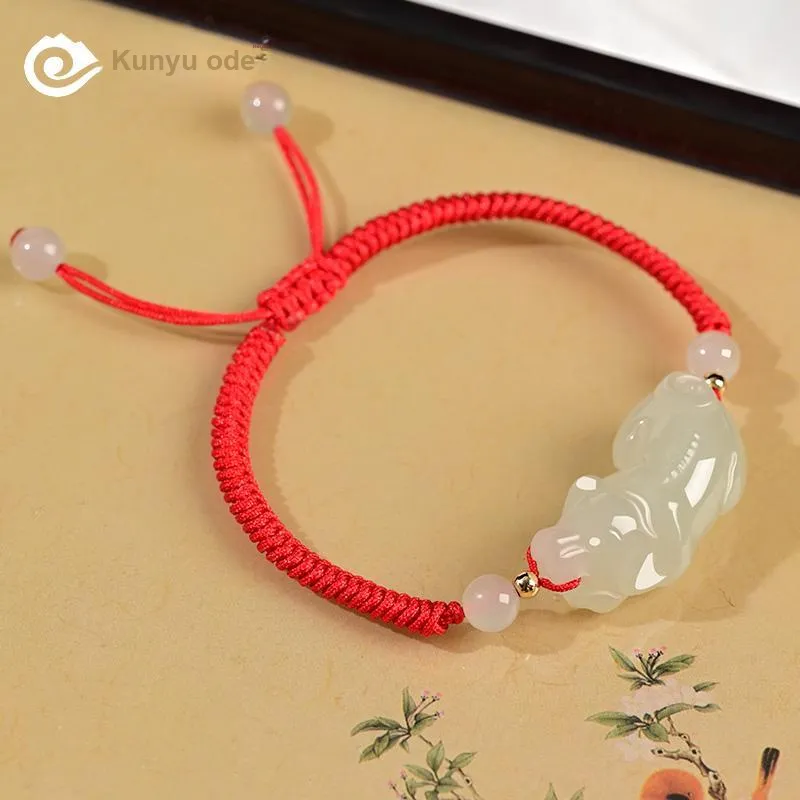 KUNYUYAO Hetian Jade Bracelets Pale Greenish White Jade Unisex-35