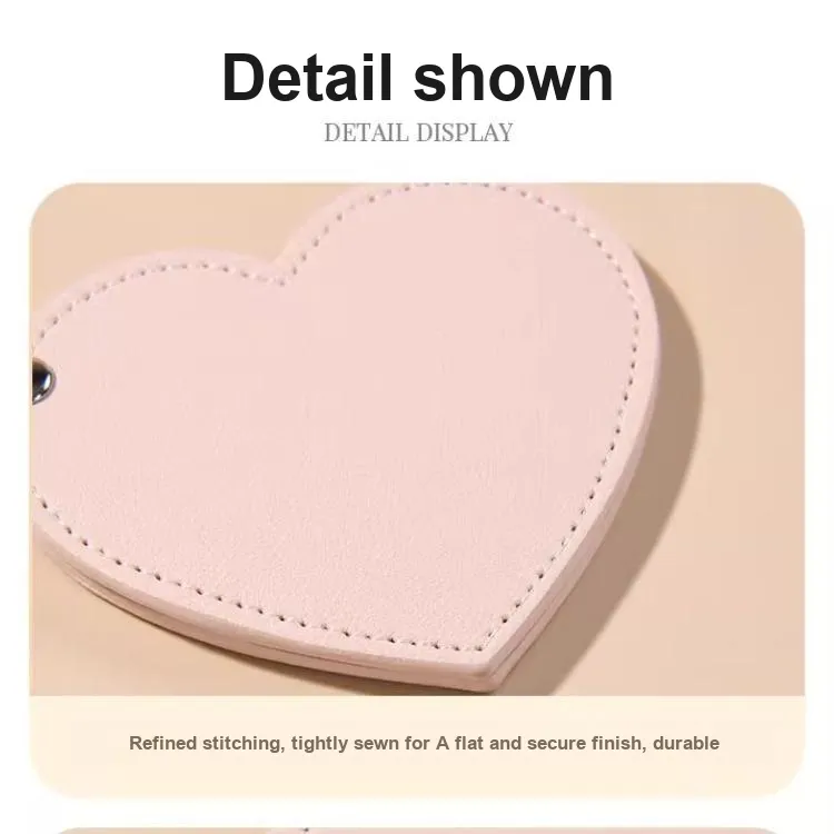 JIXUAN On The Go Heart Convenience Foldable Rotating Refillable Makeup Mirror-1
