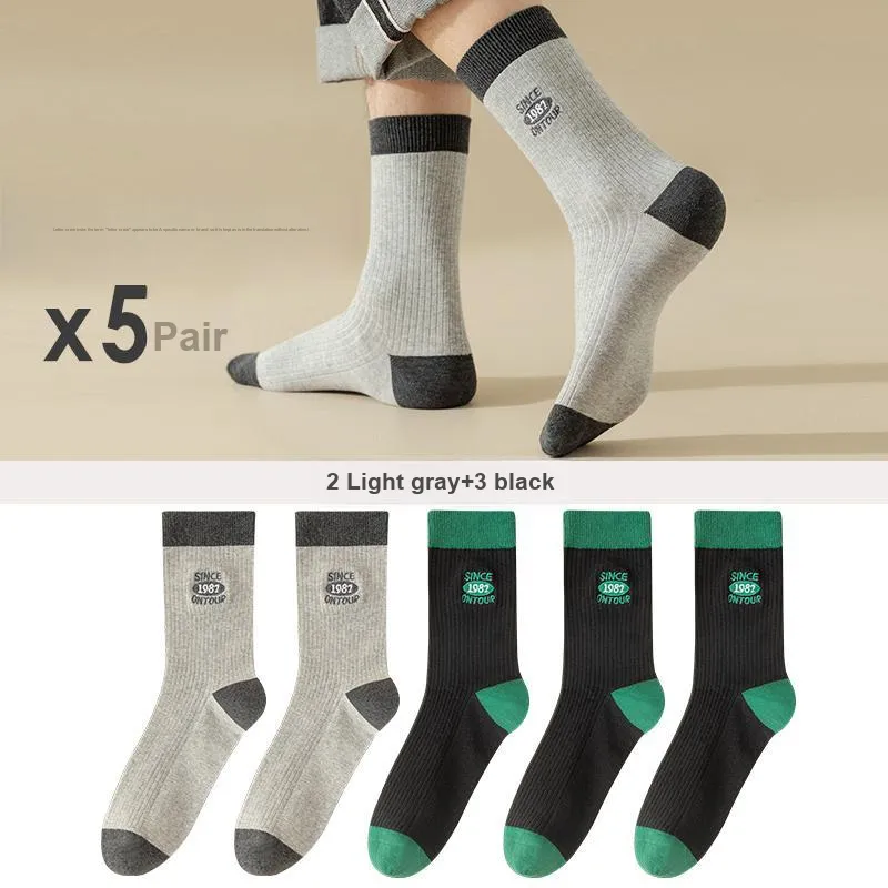 Lan Miao Mid Calf Socks Men's 5 Pack-9