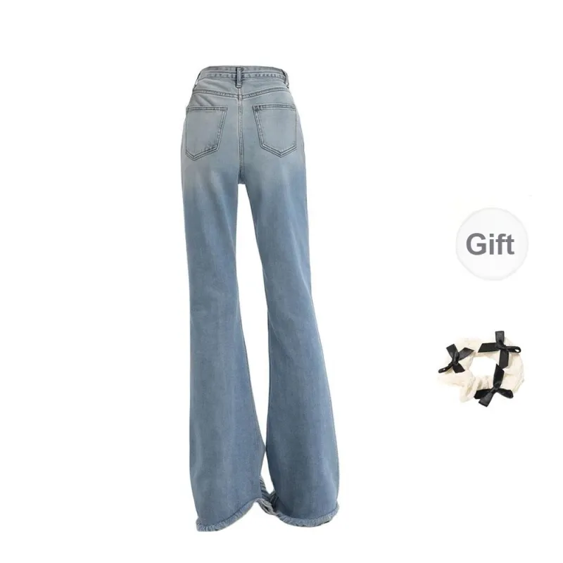 CPAURA Jeans Women's Light Blue+Bowknot Hair Tie Comes With-1