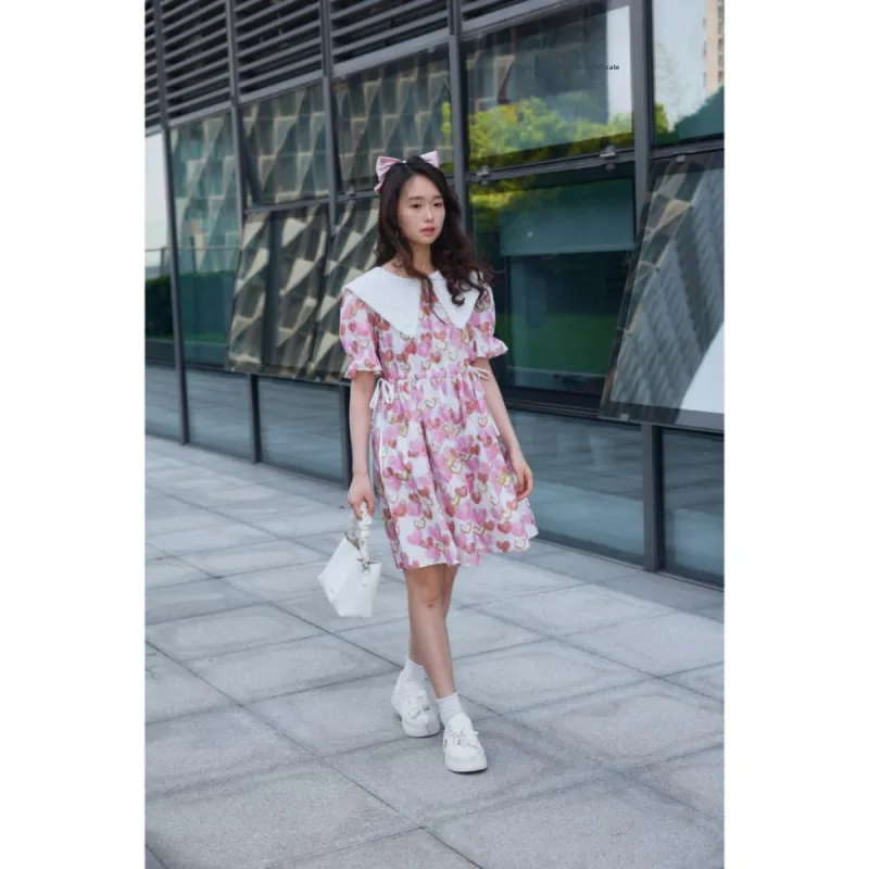 SETIROM Short Sleeved Dress Women's Pink-4