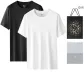 Crew Neck Short-Sleeved (White+Black) 100% cotton Skin-Friendly/Moisture-Wicking Breathable