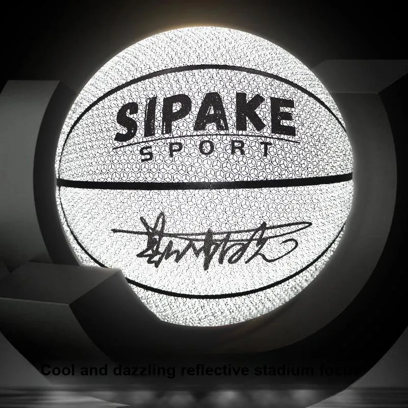 SIPAKESPORT Synthetic Leather Basketball Silver White Size 7 Standard Ball Reflective-7