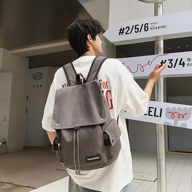 HCXK Canvas Backpack Unisex Black/Ecru/Khaki-13