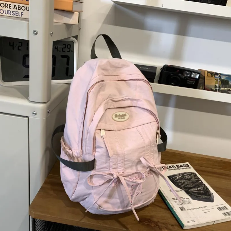 GEERDUN Nylon Backpack Unisex Ecru/Dark Gray/Light Blue/Pink-7
