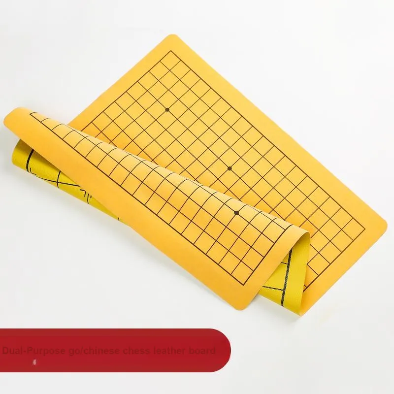 Imono Weiqi 19+13 Grid Leather Board Inlay Elephant Double Sided Leather Board Games-4