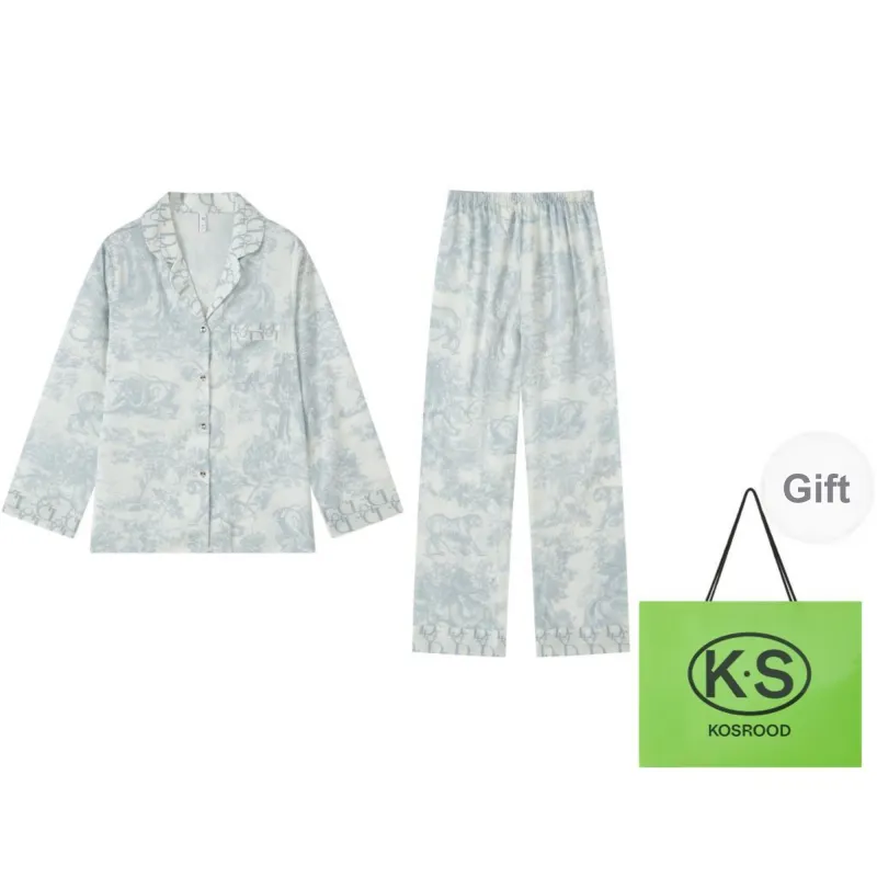 Kosrood Pajama Set Women's Shopping Bag Blue-0