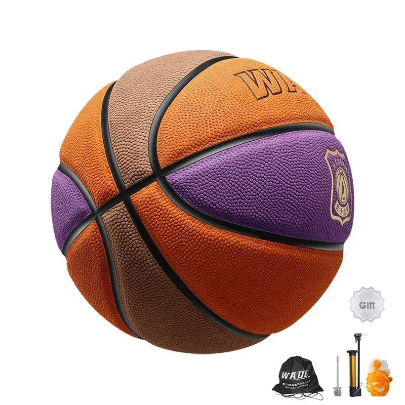 WADE Cow Leather Basketball Brown Orange Purple Size 7 Ball Training-4
