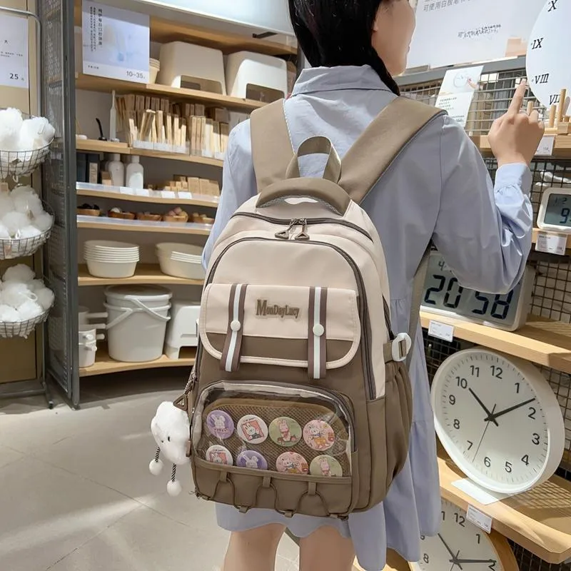 NX DOUGHNUT Nylon Backpack Women's Black/Pink/Burgundy/Blue/Khaki-18
