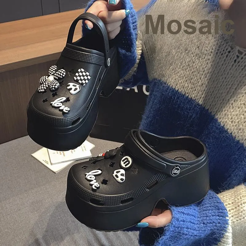 NAIHUO Platform Clogs For Women's Summer Wear, Slip Resistant Beach Height Increasing EVA Closed Toe Slippers-11