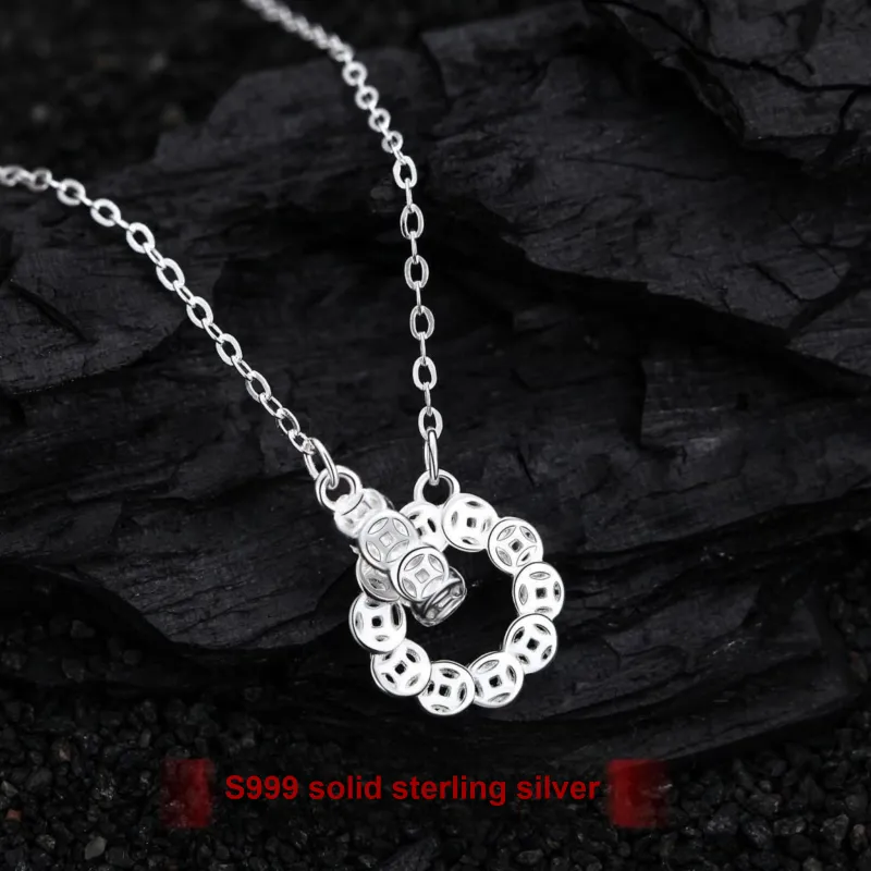 Happy Tide S999 Fine Silver Necklaces Women's-4