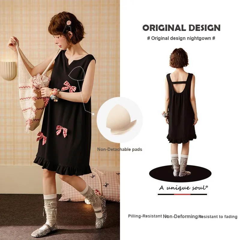 Gongdie Nightgown Women's Black-1