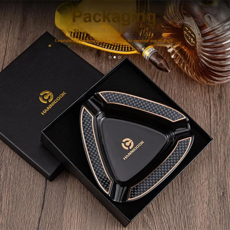HANNICOOK Ceramic Ashtrays Black/Yellow-4